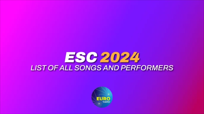 esc 2024 all songs and performers - pink and purple background