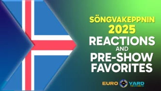 Söngvakeppnin 2025 Song Rankings-01 - Icelandic flag art, green background