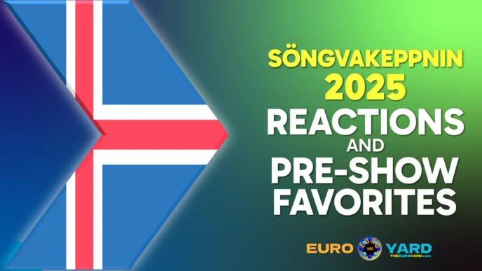 Söngvakeppnin 2025 Song Rankings-01 - Icelandic flag art, green background
