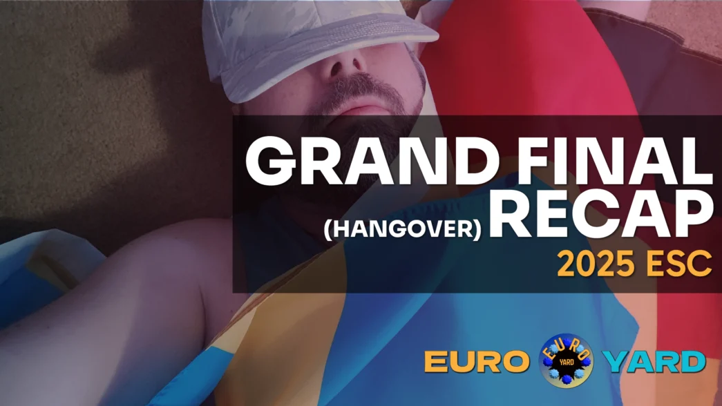 ESC 2025 Grand Final Recap: Austria Wins - laying on the ground with the German and Swedish flags
