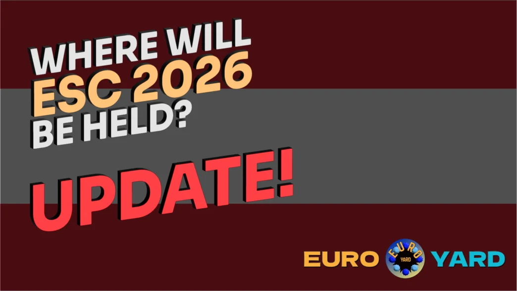 Where Will ESC 2026 Be Update - Austrian flag art, red and white stripes
