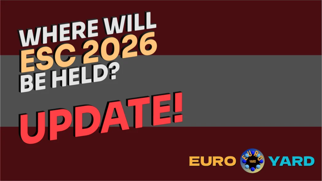 Where Will ESC 2026 Be Update - Austrian flag art, red and white stripes