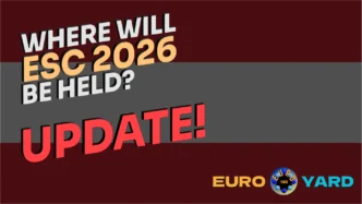 Where Will ESC 2026 Be Update - Austrian flag art, red and white stripes