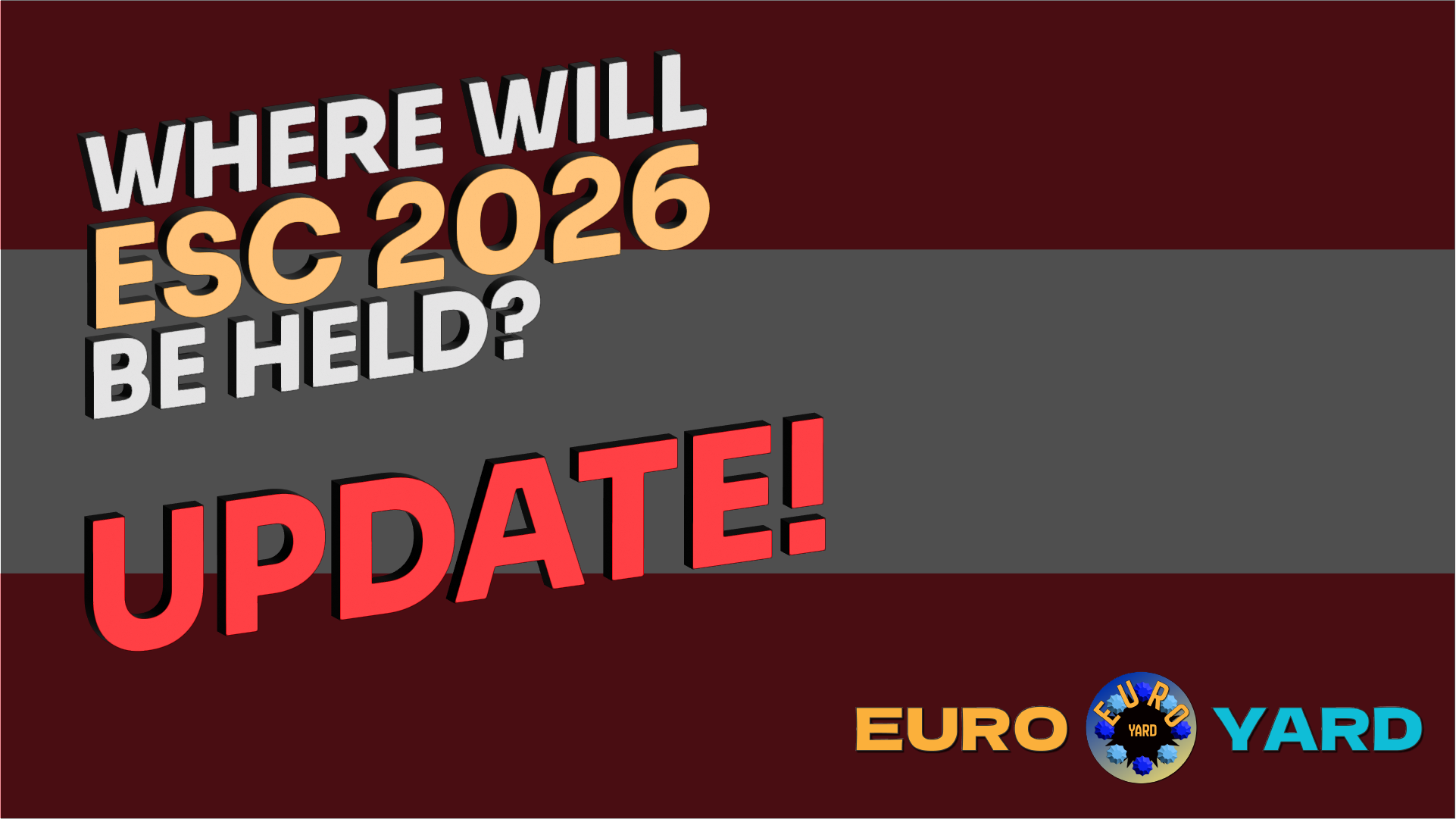 Where Will ESC 2026 Be Update - Austrian flag art, red and white stripes