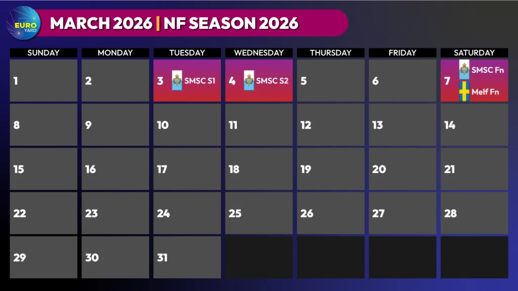 March 2026 calendar as of 22 October - 2026 ESC National Finals Calendar